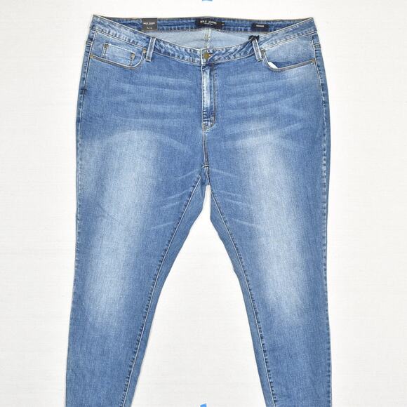 NEW Max Jeans Women's Skimmer Skinny Solid Zip Cotton Blend Blue Plus Size 22W - Picture 1 of 8